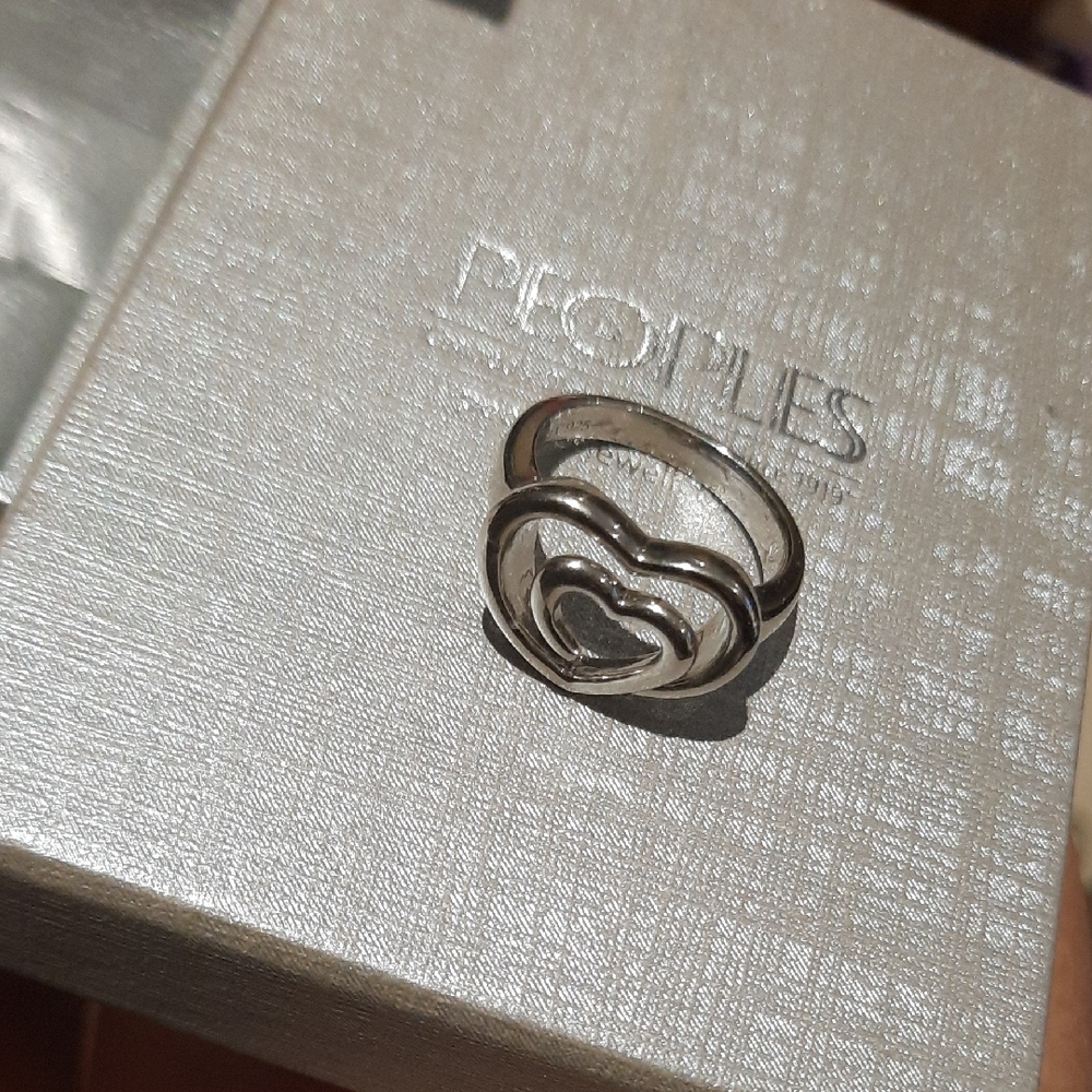 Jane Seymour People's Jewelers Solid Sterling Silver Heart Ring Rhodium